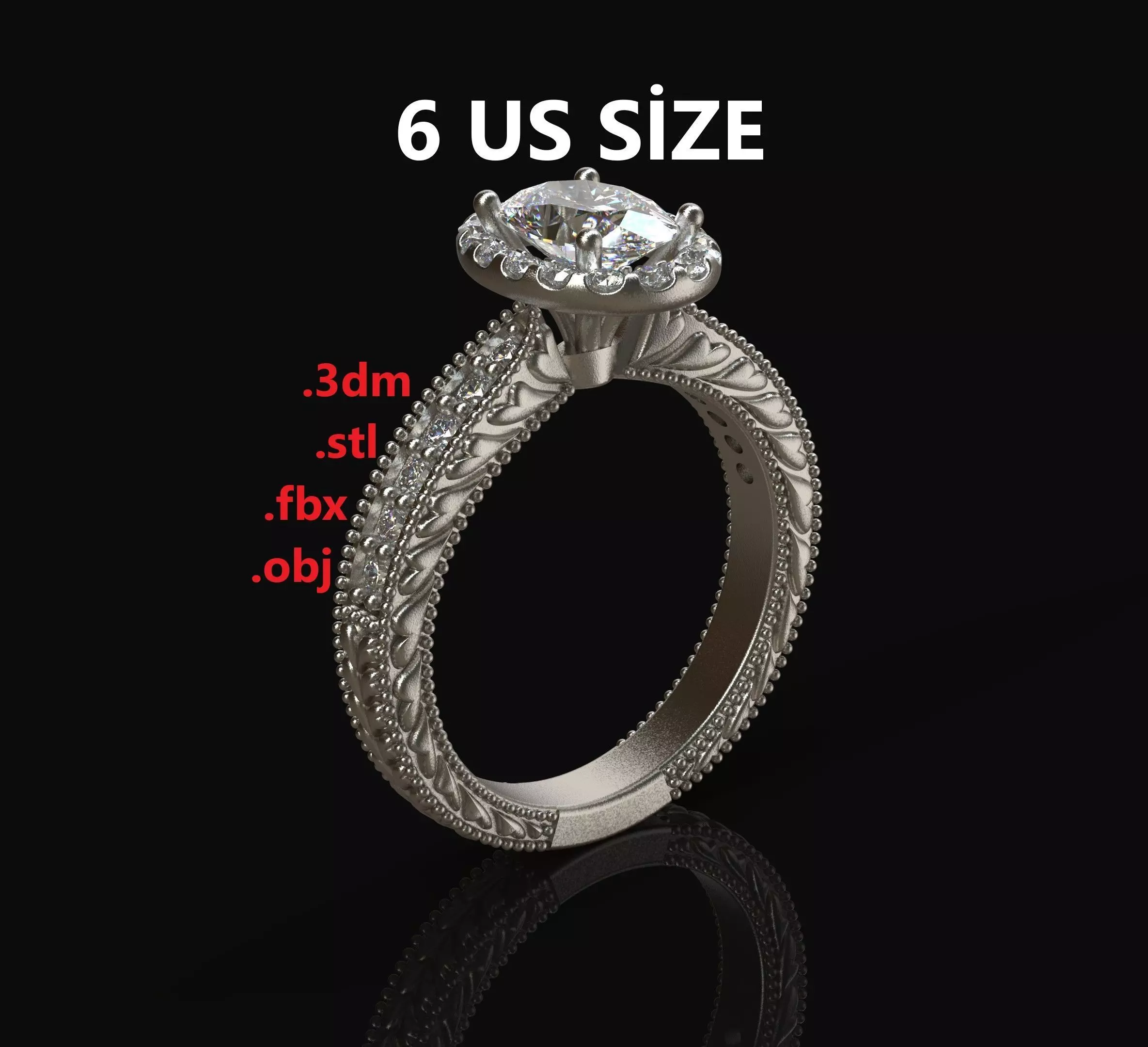 Model 259 Solitaire Ring 6 US Size  3D print model_0
