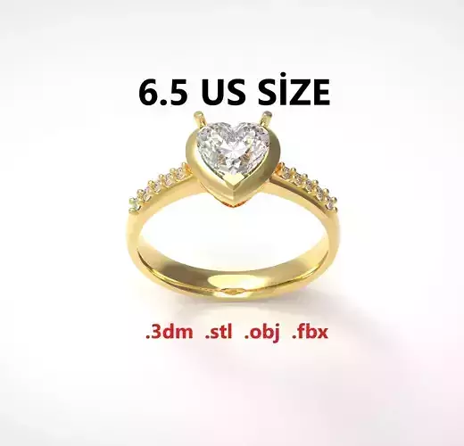 Model 263  Solitaire Heart Ring 6 Half US Size 