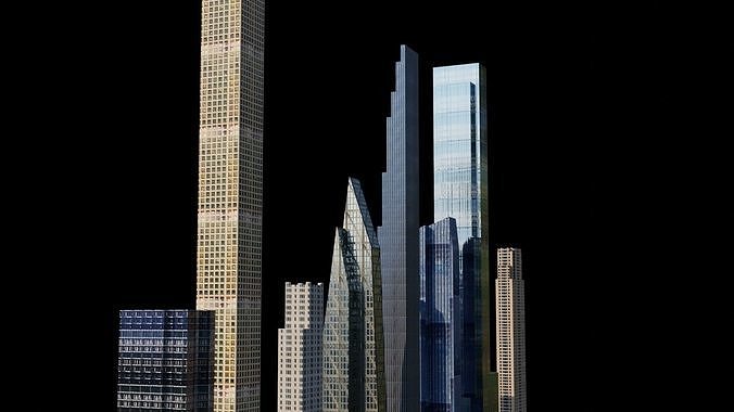 Billionaires Row Pack - All Billionaires Row Skyscrapers Low-poly 3D model 3
