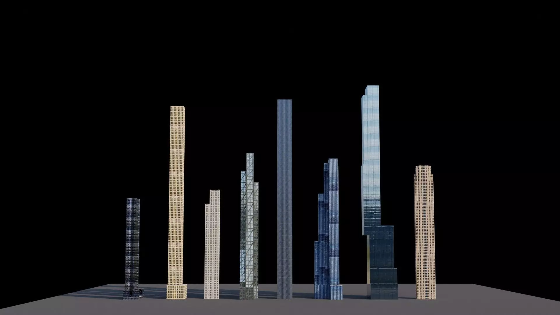 Billionaires Row Pack - All Billionaires Row Skyscrapers Low-poly 3D model