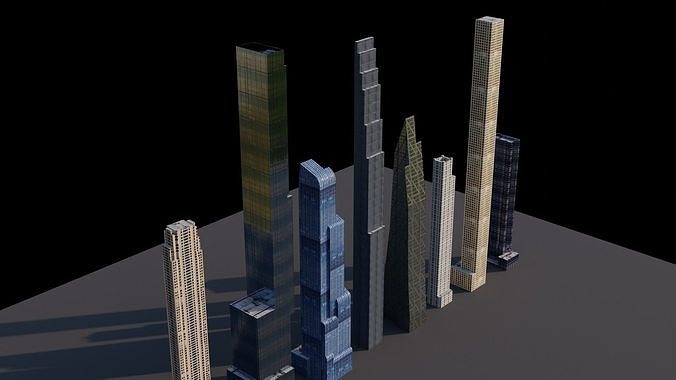 Billionaires Row Pack - All Billionaires Row Skyscrapers Low-poly 3D model 6