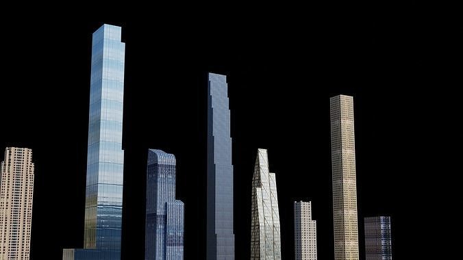 Billionaires Row Pack - All Billionaires Row Skyscrapers Low-poly 3D model 4