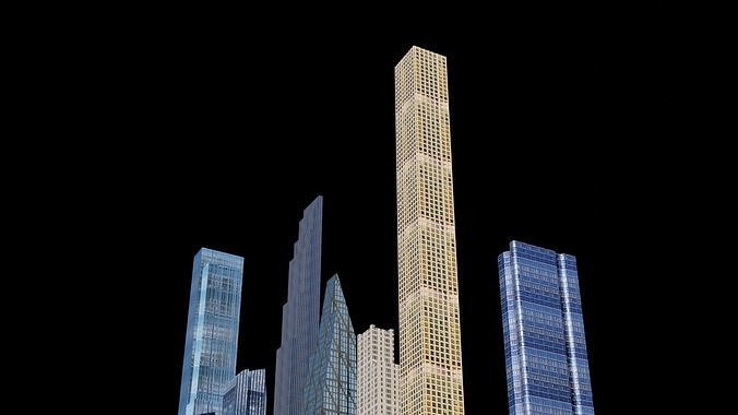 Billionaires Row Pack - All Billionaires Row Skyscrapers Low-poly 3D model 5