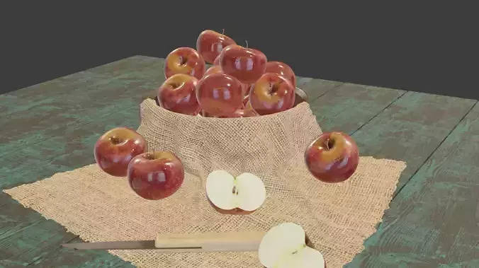 Apples on table with knife