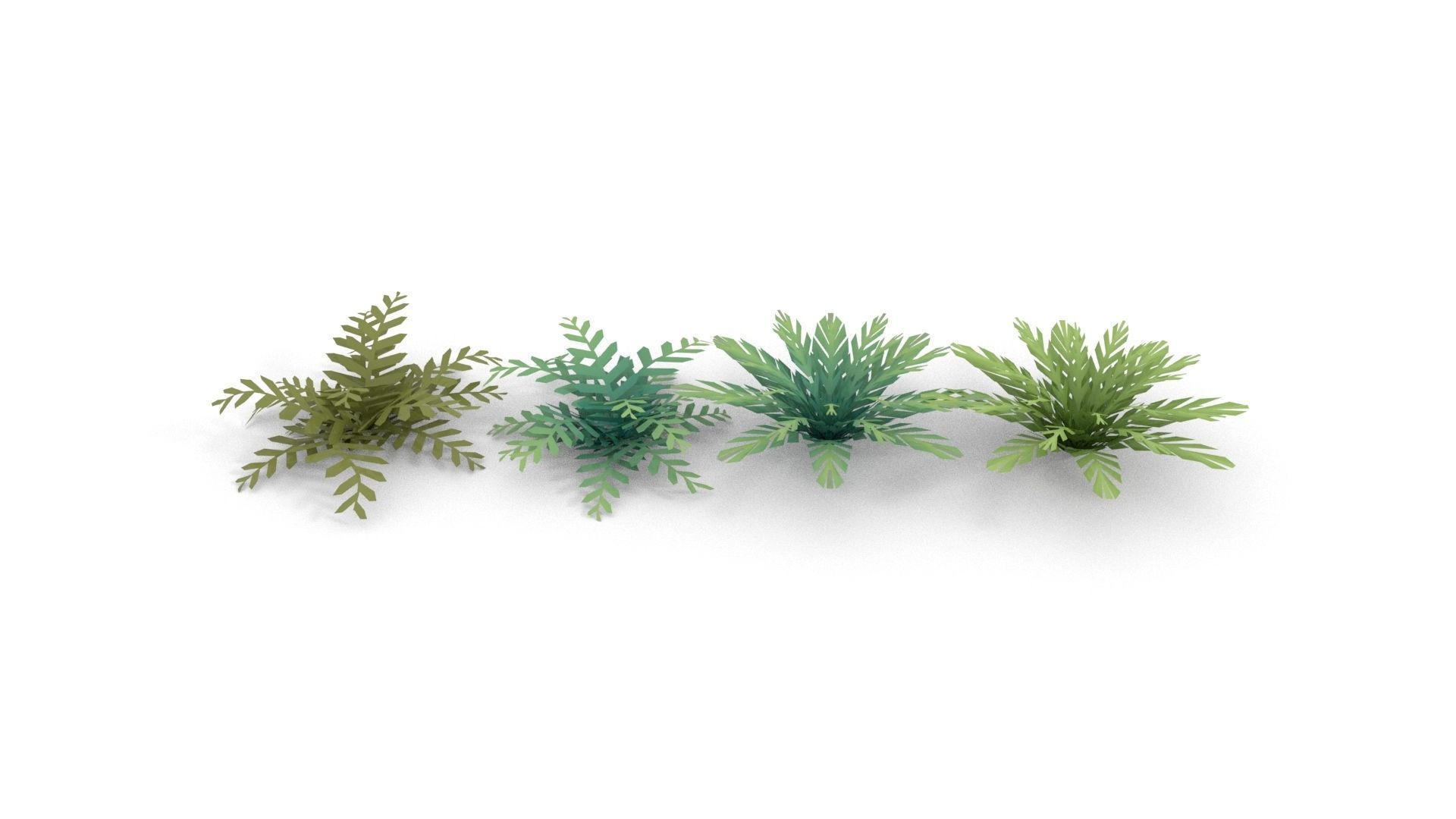 Low-poly Fern bush plant 3D model_8