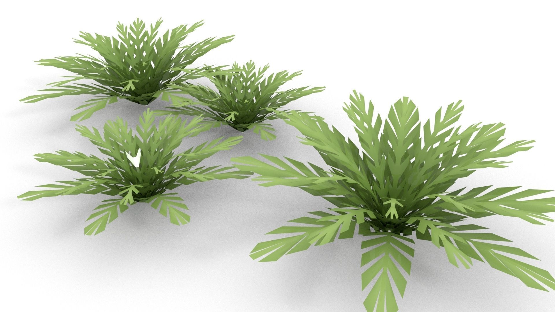 Low-poly Fern bush plant 3D model_5