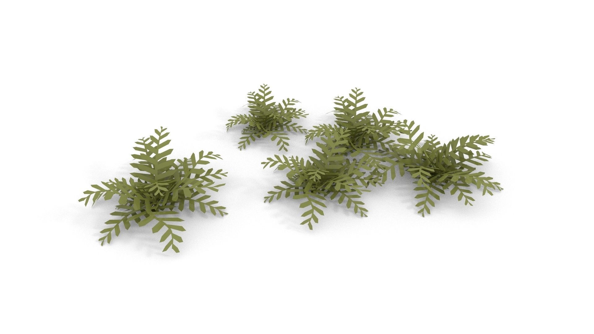 Low-poly Fern bush plant 3D model_6