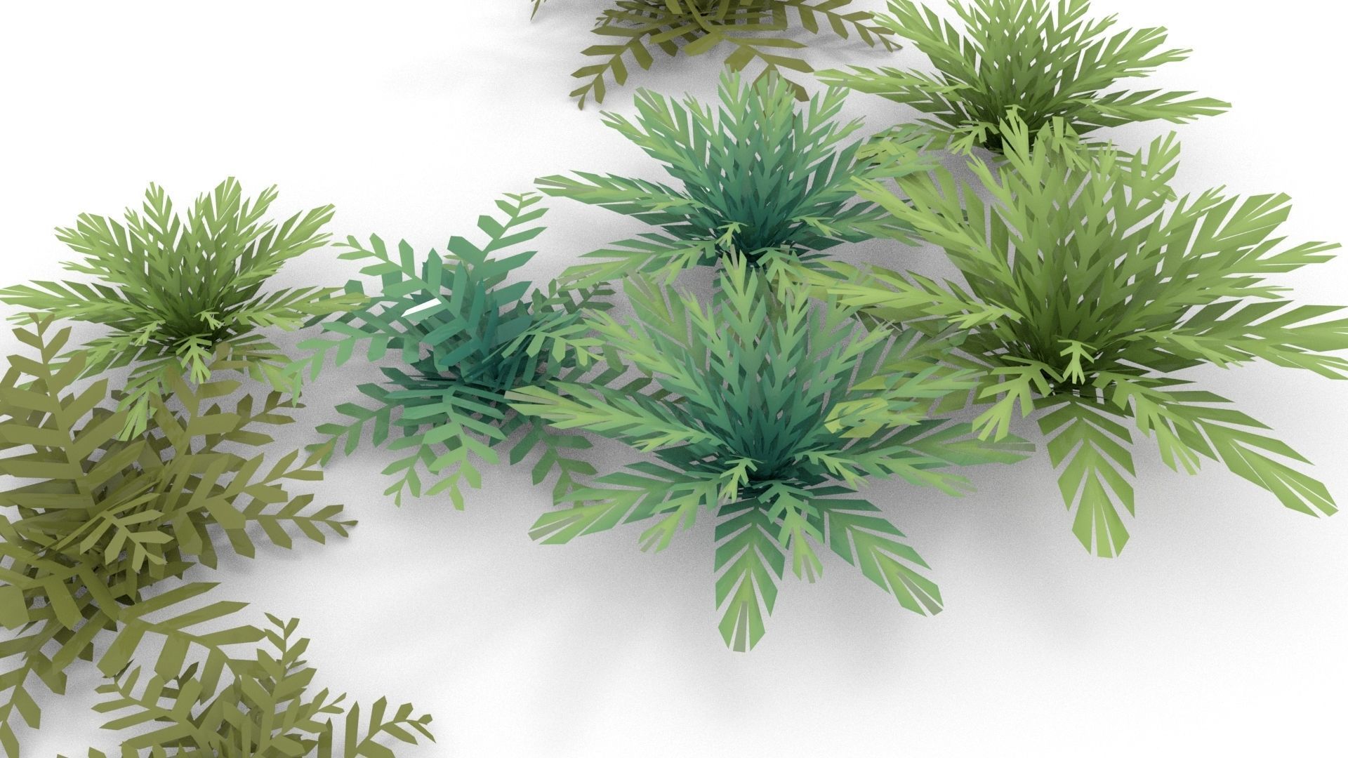 Low-poly Fern bush plant 3D model_11