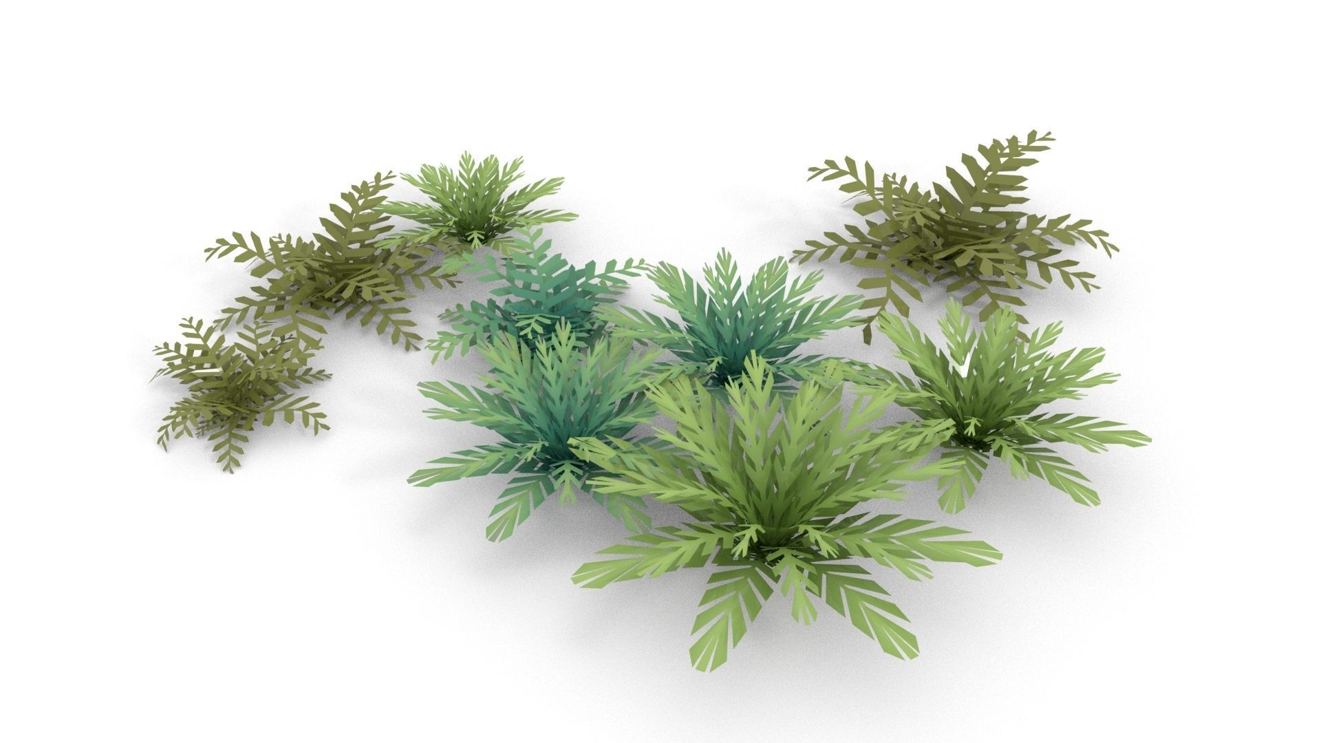 Low-poly Fern bush plant 3D model_1