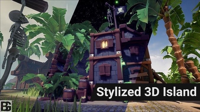 Stylized 3D Island UE4 Low-poly 3D model