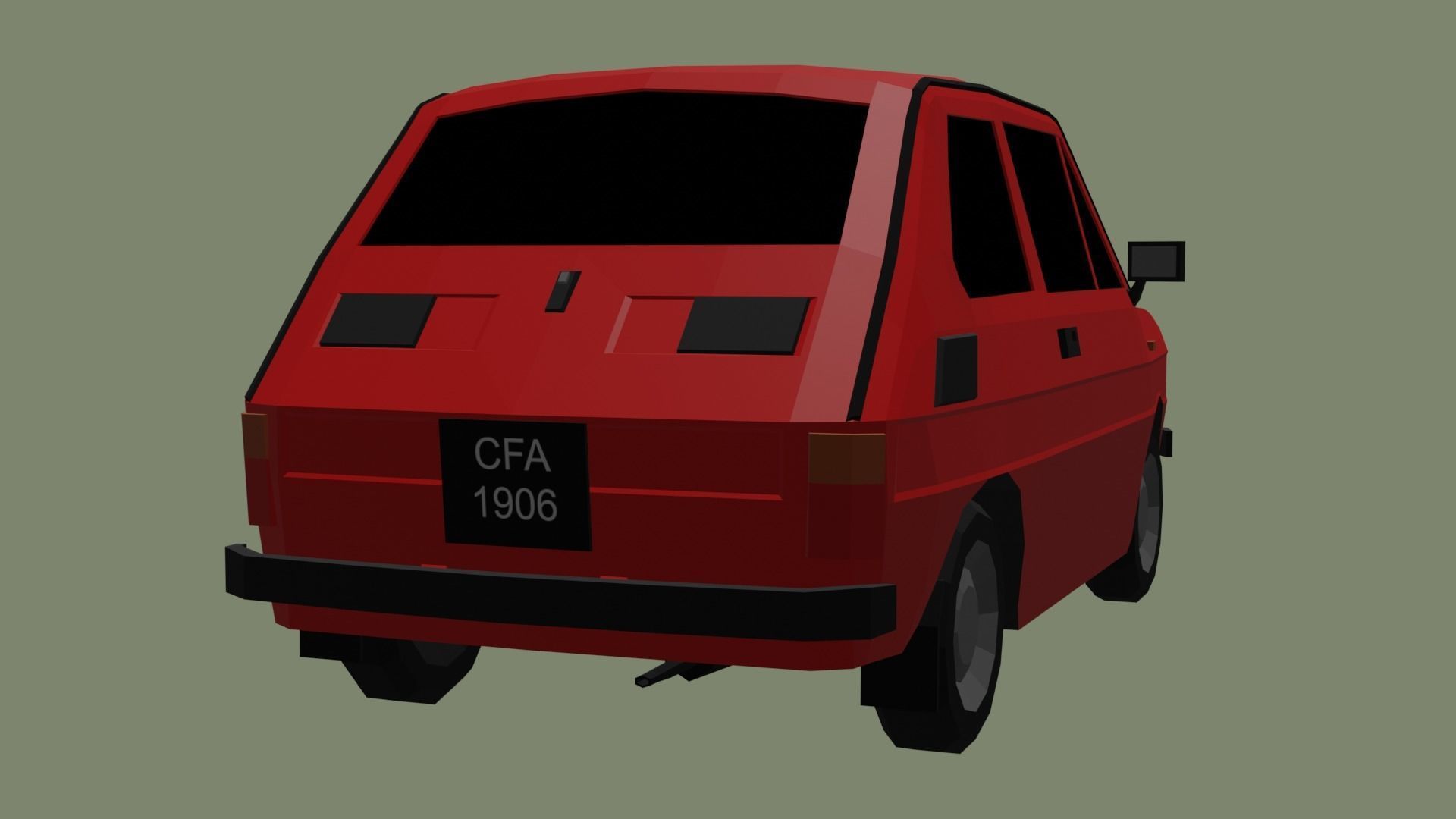 Fiat 126p Low-poly 3D model_2