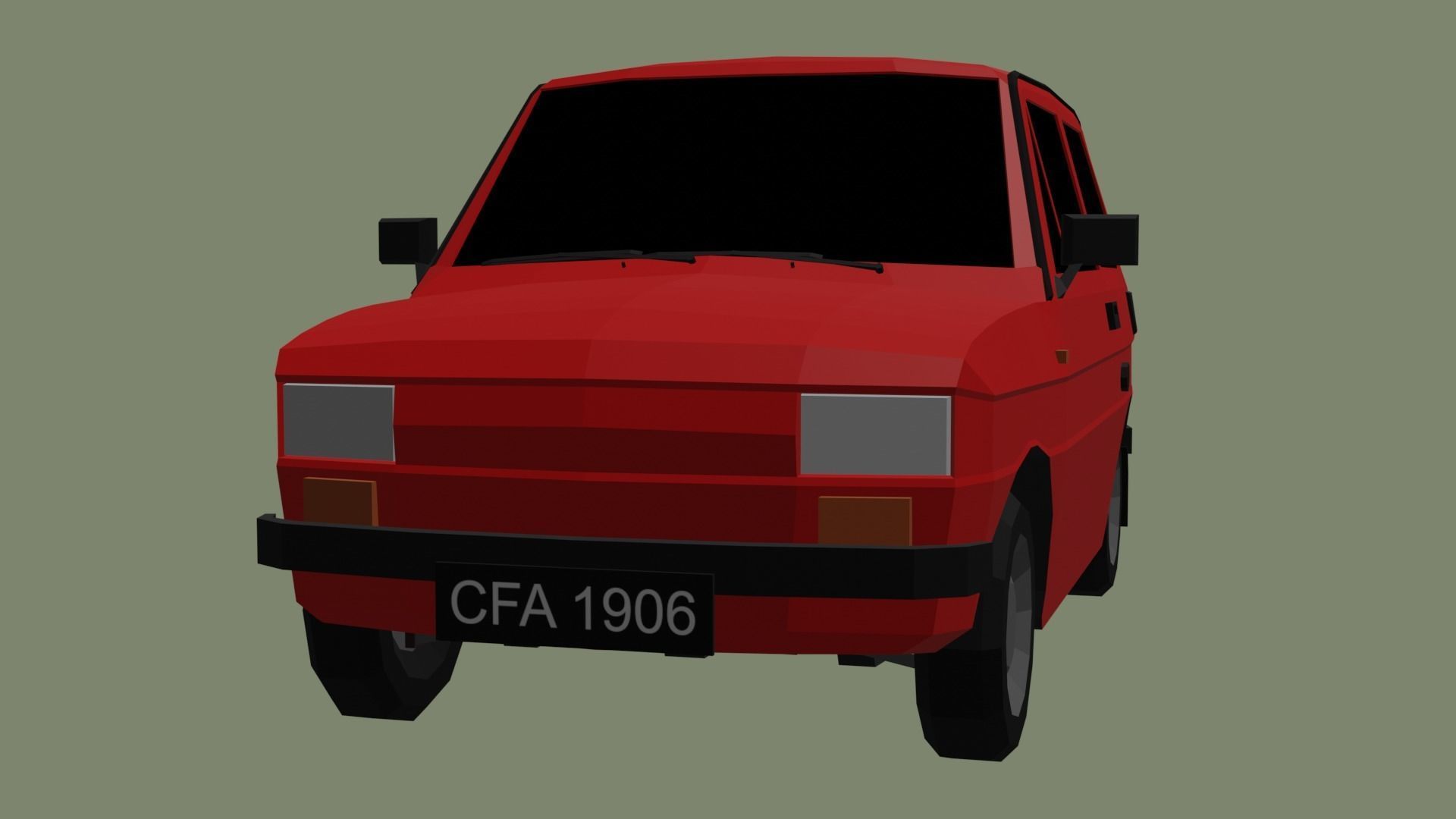 Fiat 126p Low-poly 3D model_7