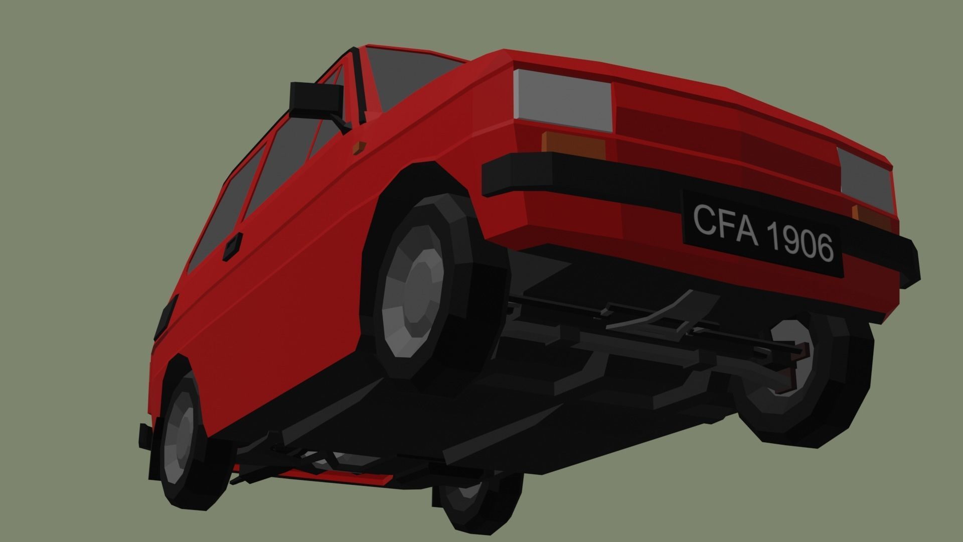 Fiat 126p Low-poly 3D model_4
