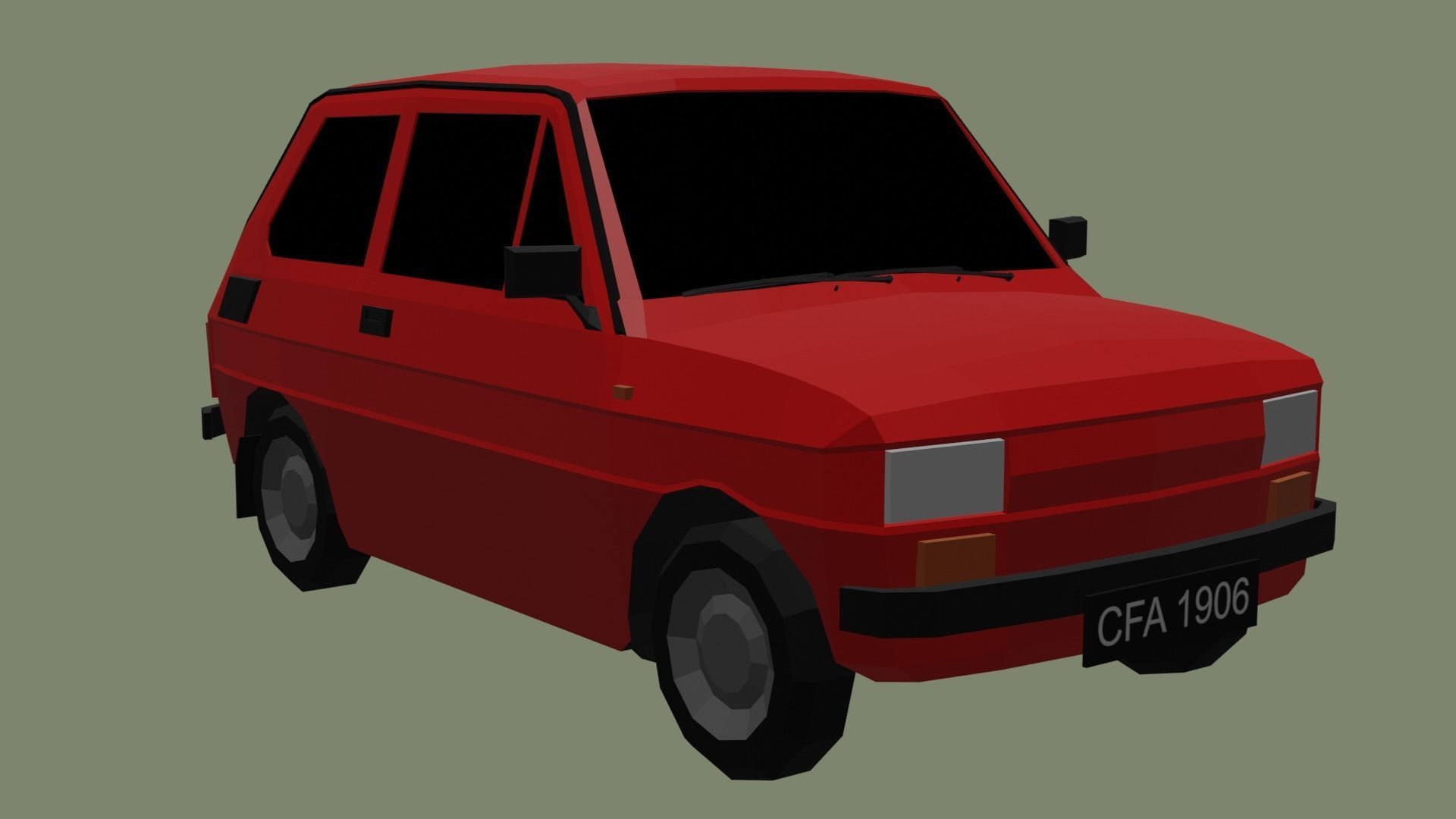 Fiat 126p Low-poly 3D model_3