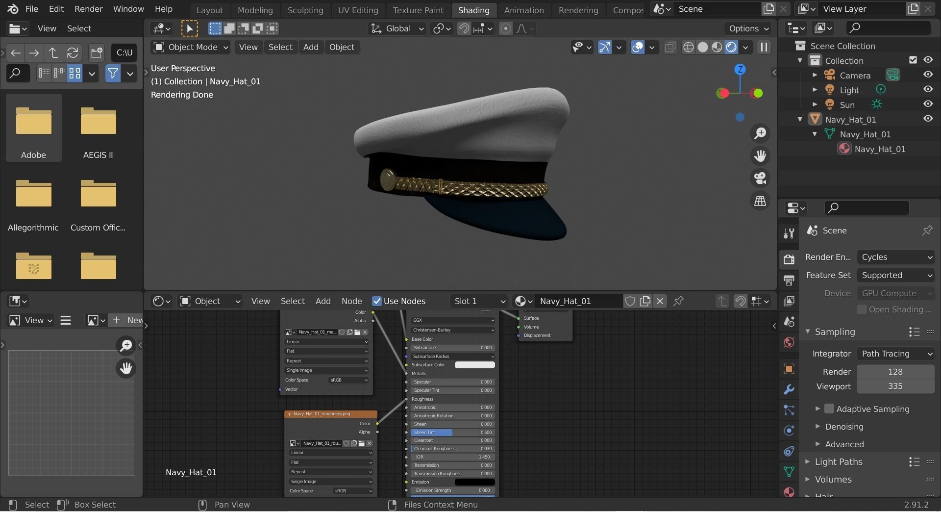 Navy Hat-01 Low-poly 3D model_5