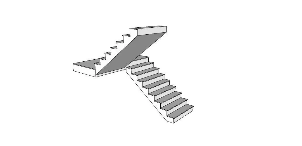 Foldback Staircase Low-poly 3D model_0