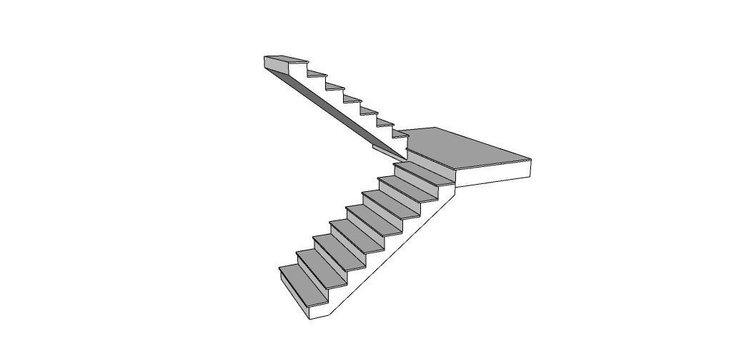 Foldback Staircase Low-poly 3D model_1