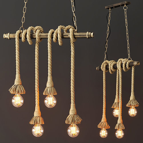 Loft style pendant lamp 4 3D model