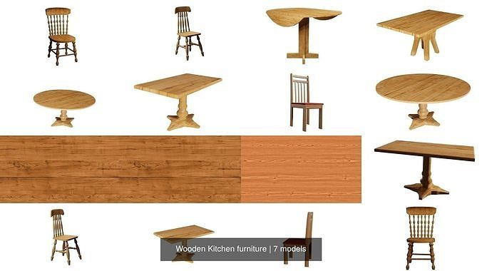 Wooden Kitchen furniture 3D Model Collection
