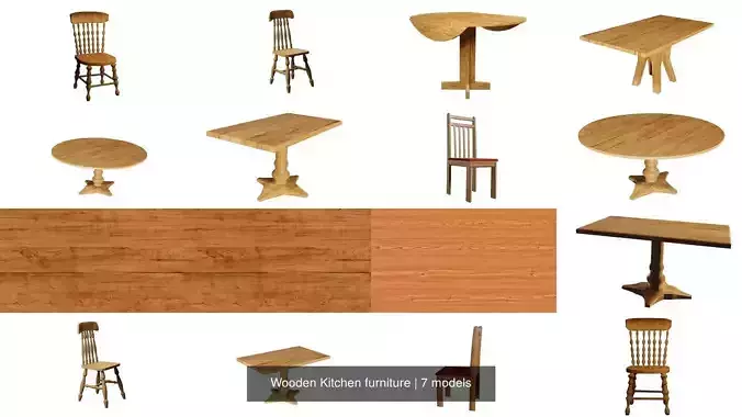 Wooden Kitchen furniture 3D Model Collection