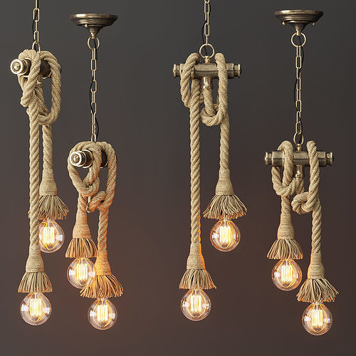 Loft style pendant lamp 2 3D model