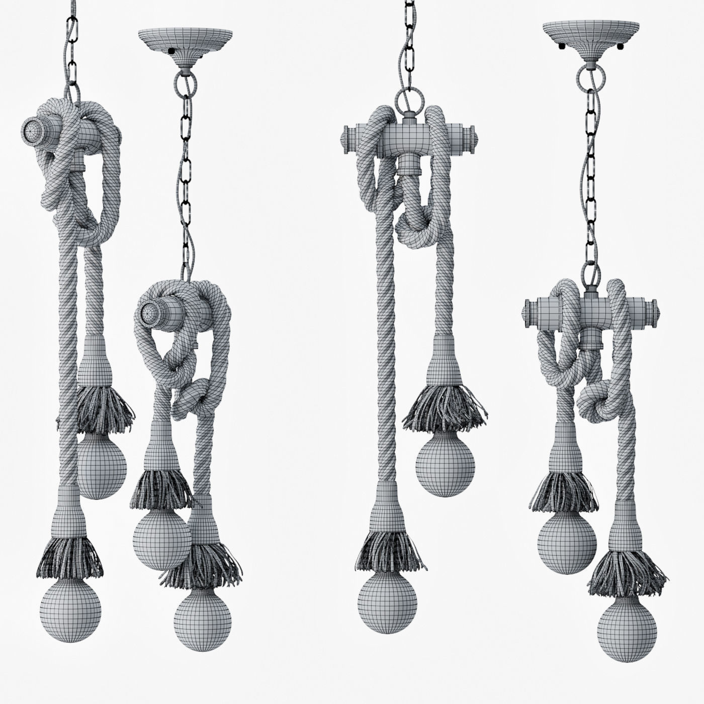 Loft style pendant lamp 2 3D model_4