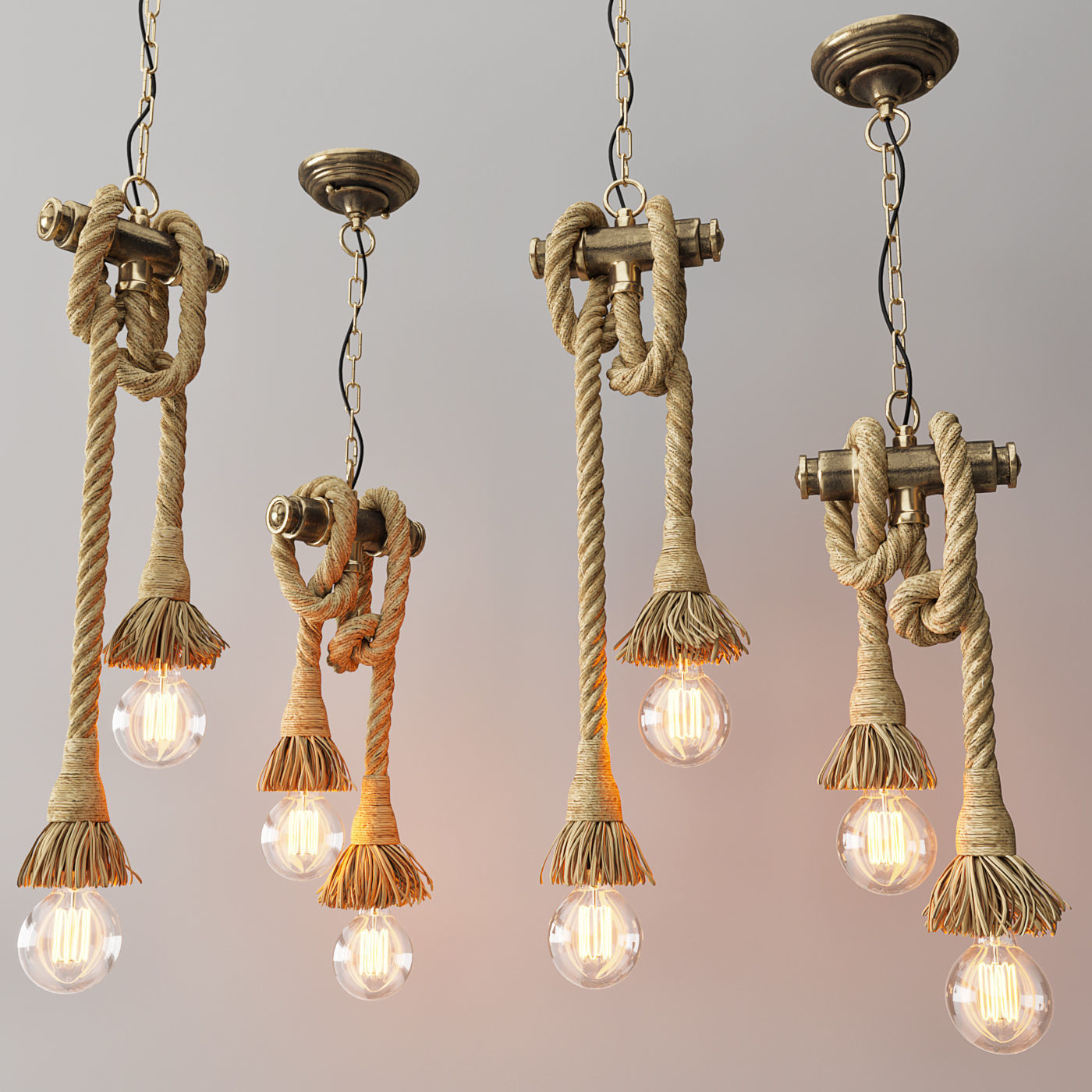 Loft style pendant lamp 2 3D model_1