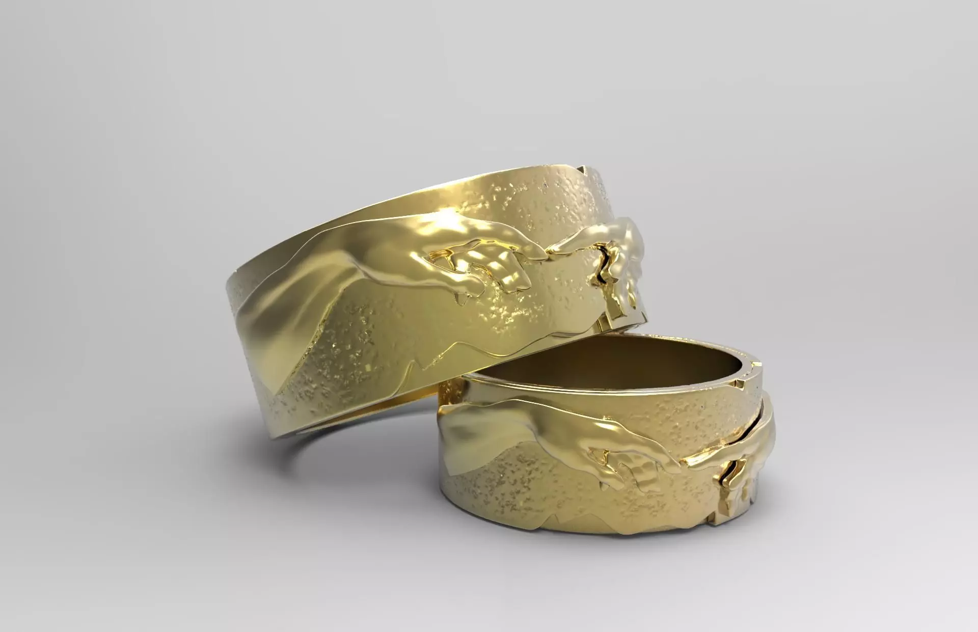 Wedding rings Creation of Adam 3D print model_0