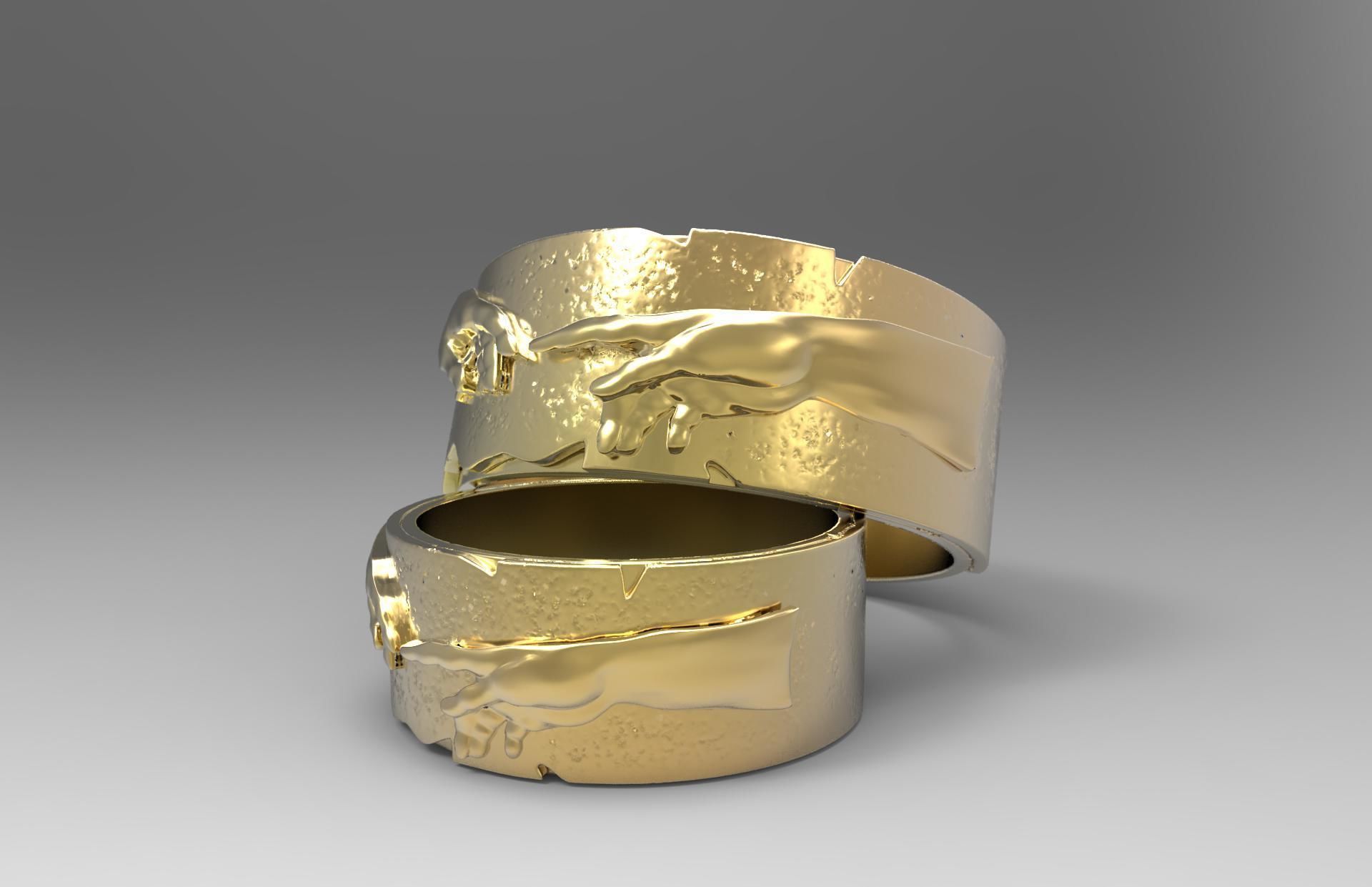 Wedding rings Creation of Adam 3D print model_1