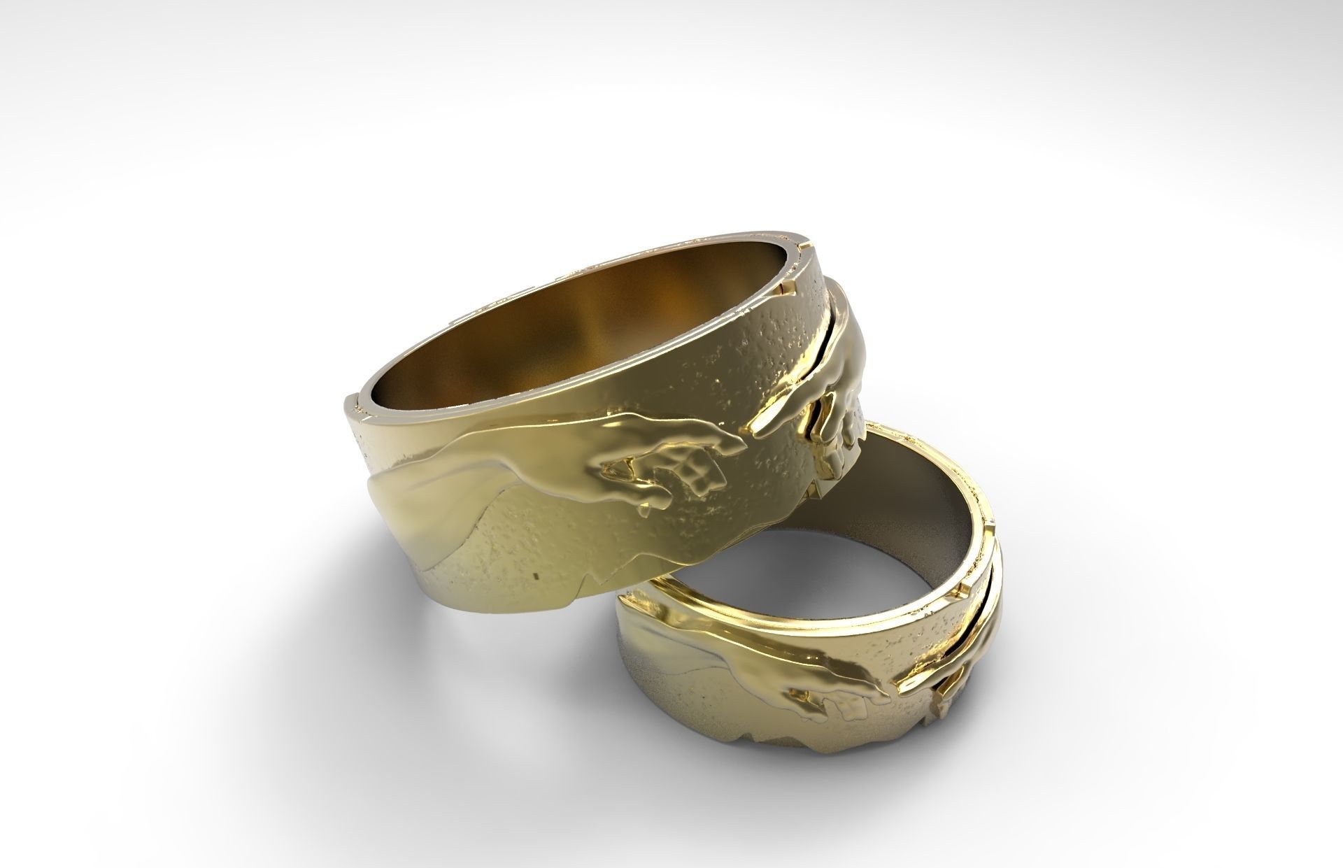 Wedding rings Creation of Adam 3D print model_3
