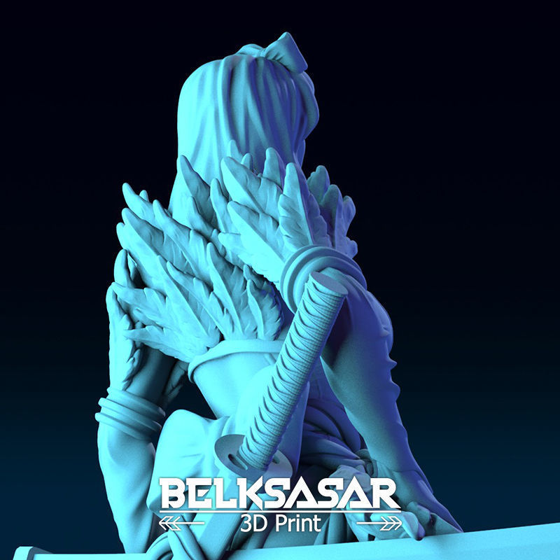 Girl Shinobi Whit Katana Normal and Topless 3D print model_32