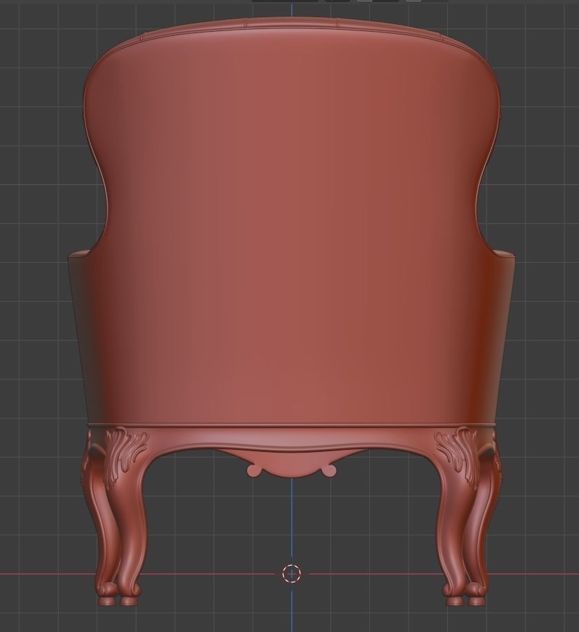 Arm chair classik Low-poly 3D model_2