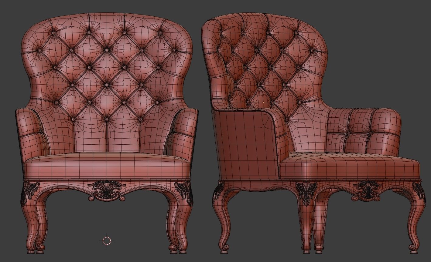 Arm chair classik Low-poly 3D model_9