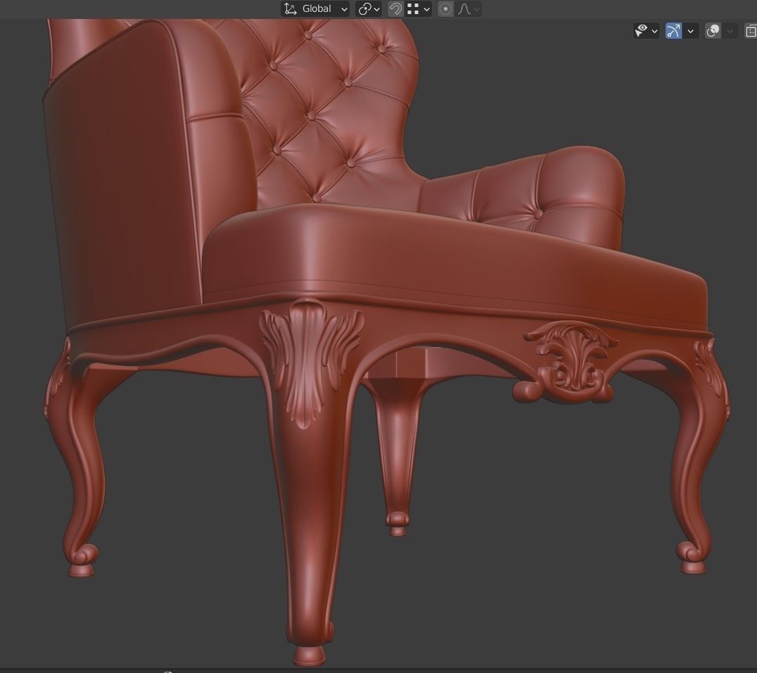 Arm chair classik Low-poly 3D model_7