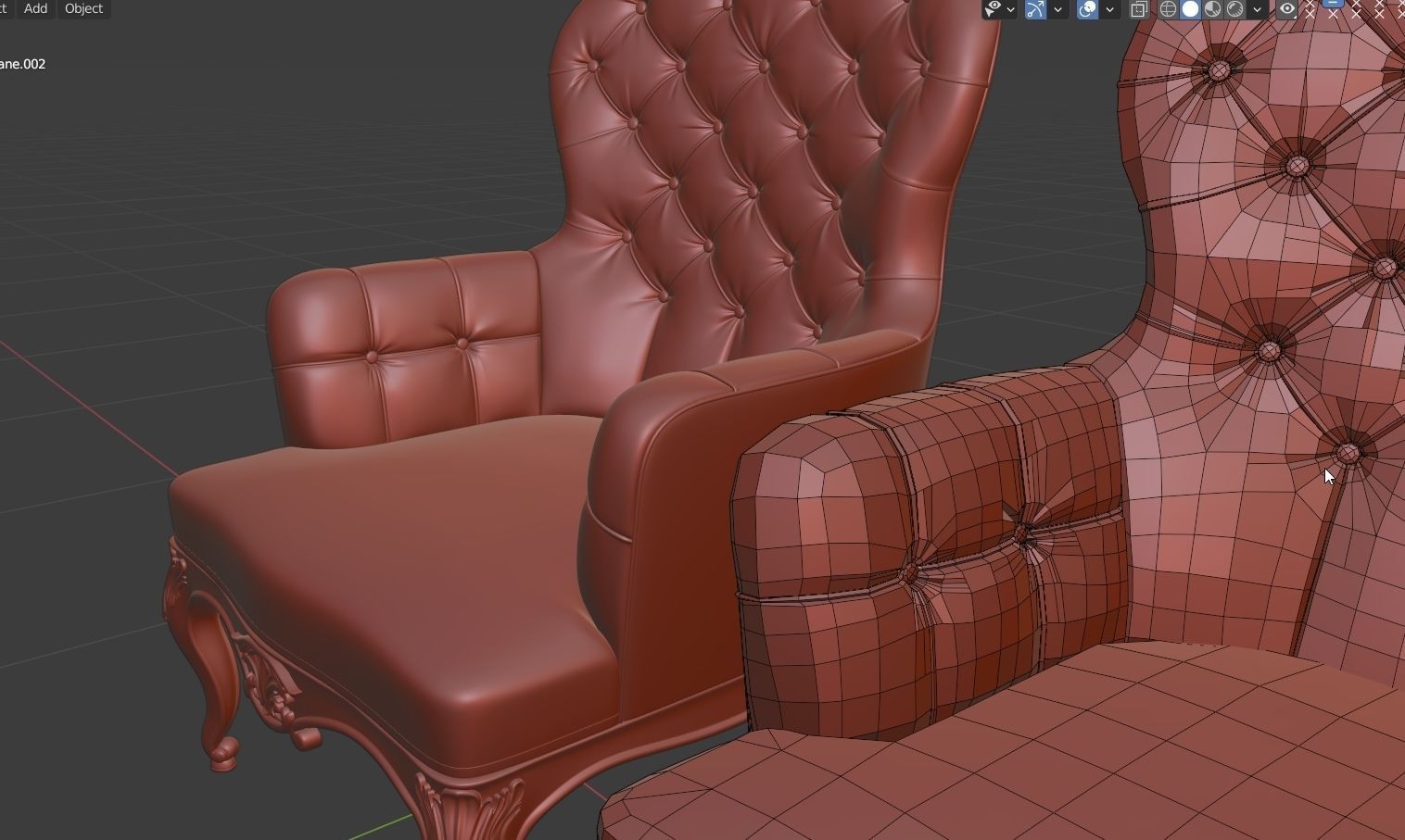 Arm chair classik Low-poly 3D model_17