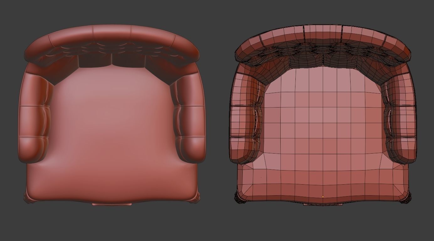 Arm chair classik Low-poly 3D model_14