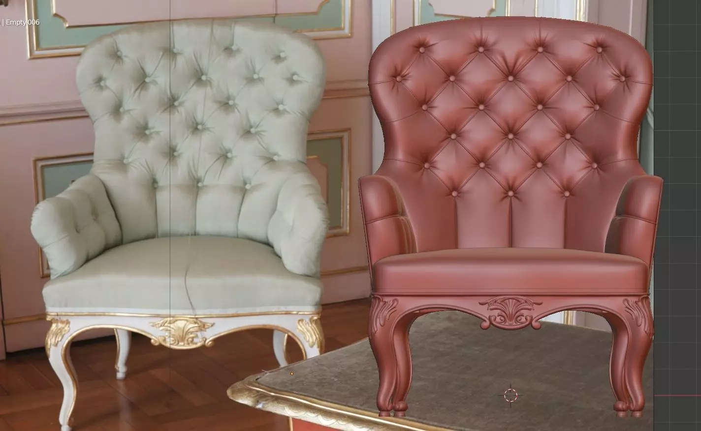 Arm chair classik Low-poly 3D model_0