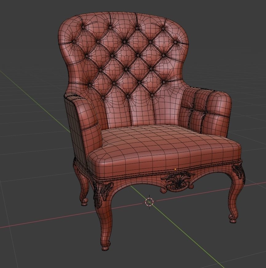 Arm chair classik Low-poly 3D model_8