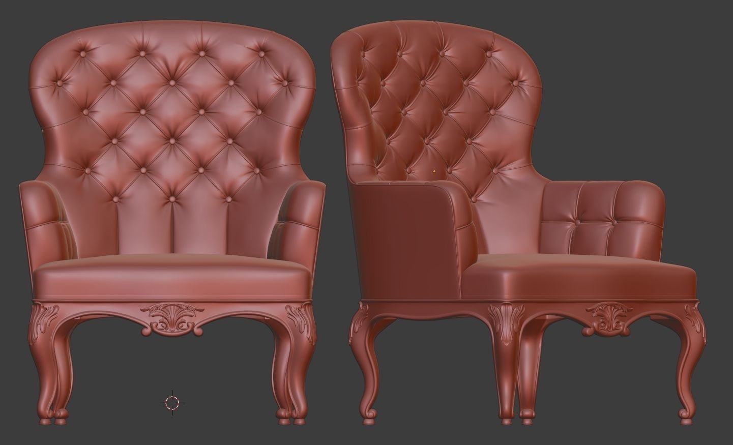 Arm chair classik Low-poly 3D model_10