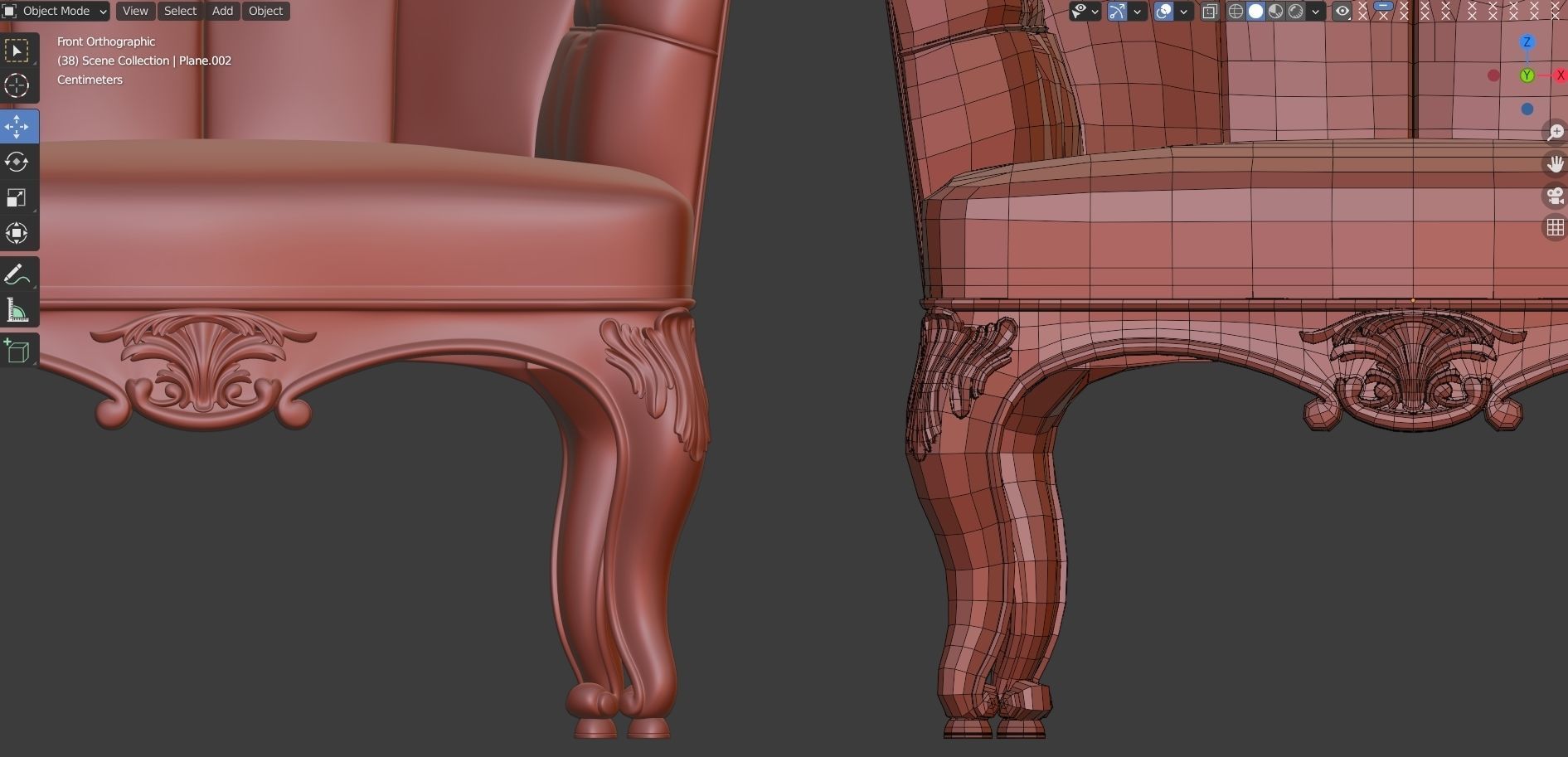 Arm chair classik Low-poly 3D model_16