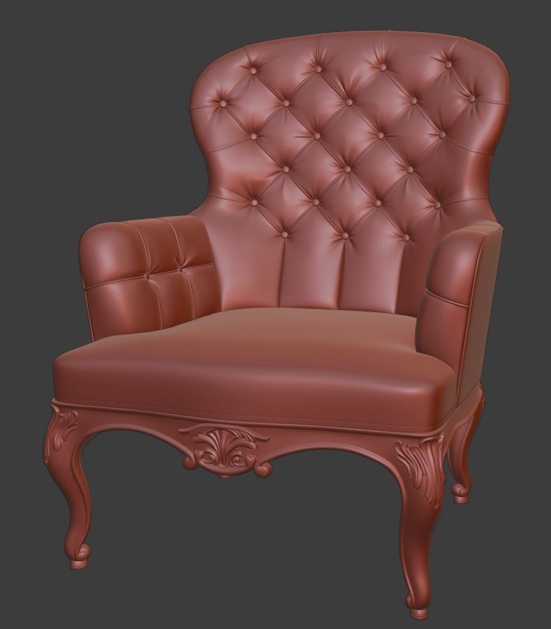 Arm chair classik Low-poly 3D model_5