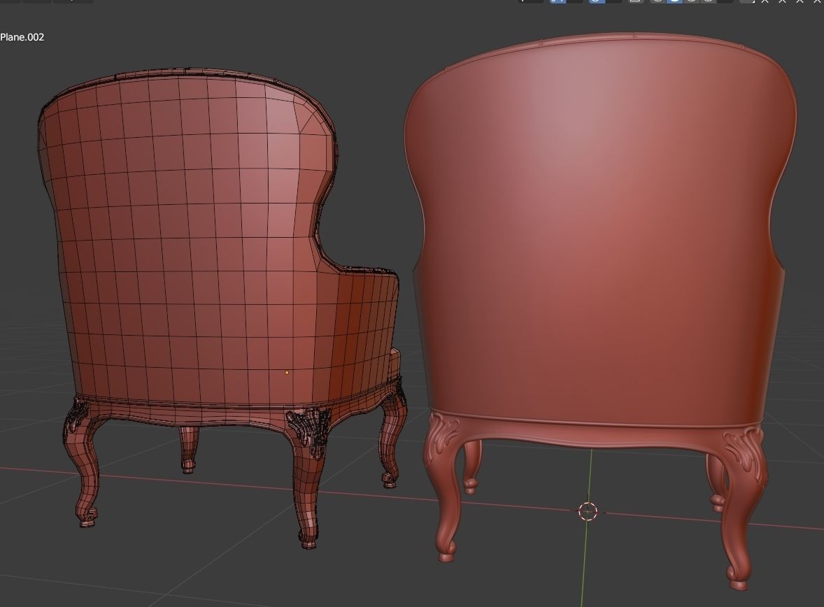Arm chair classik Low-poly 3D model_13