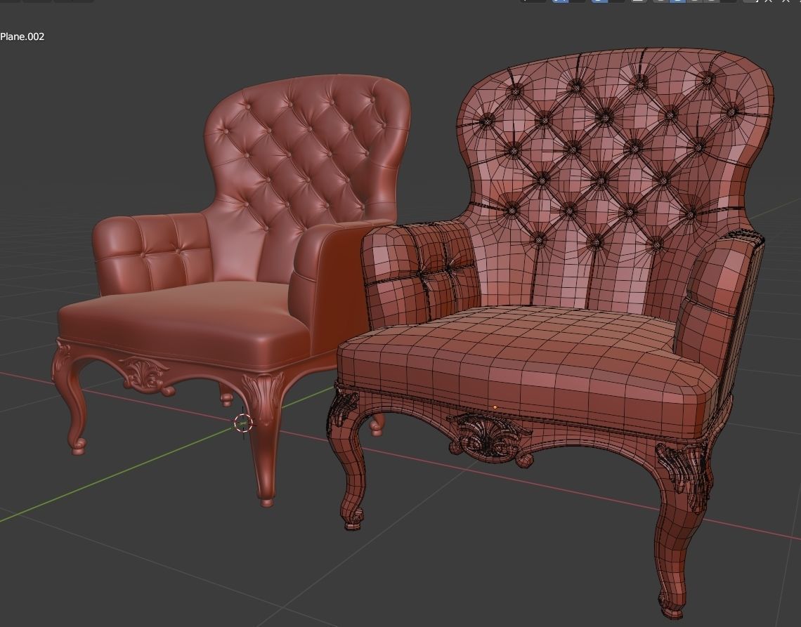 Arm chair classik Low-poly 3D model_12