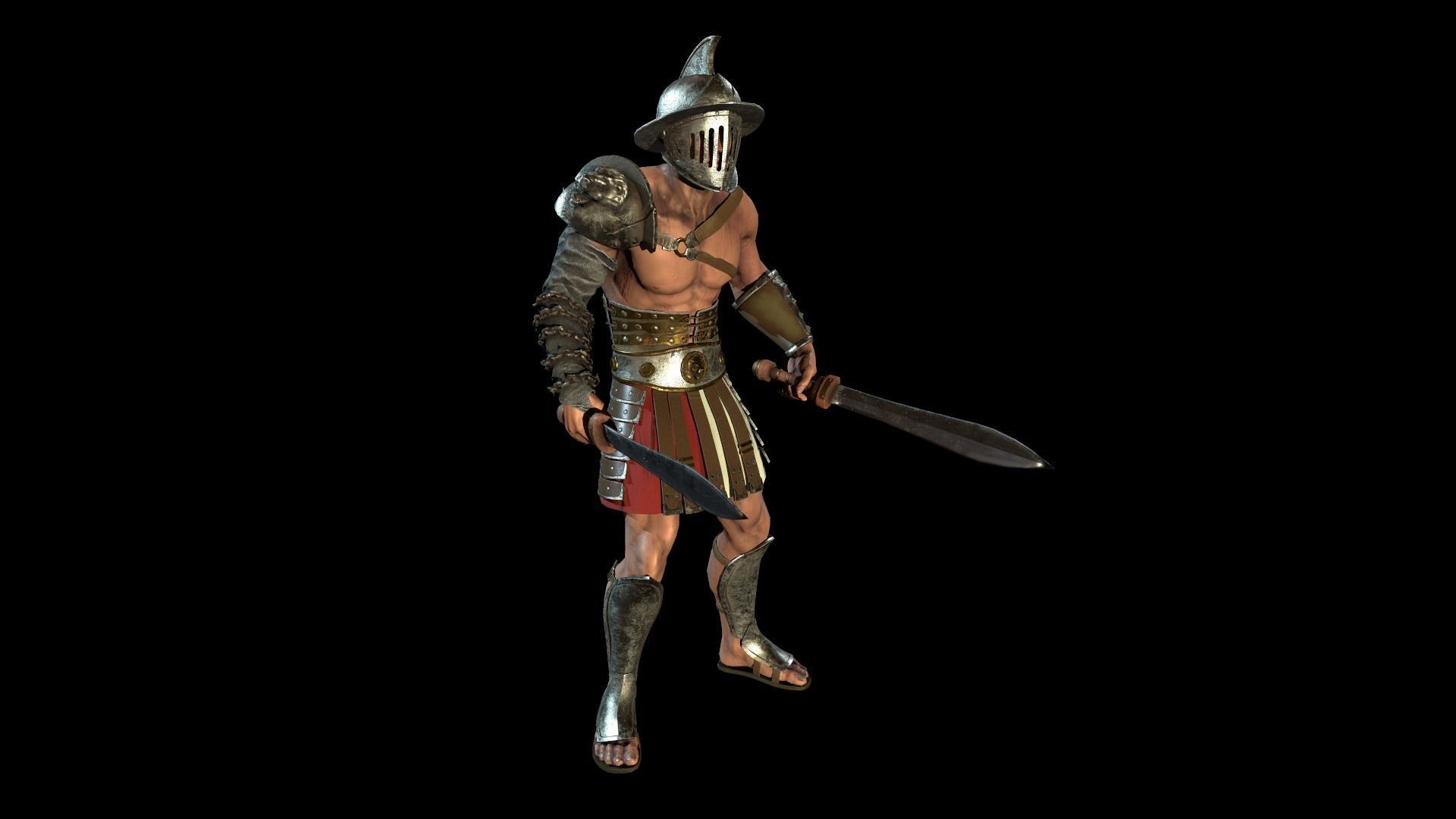 Low-poly Gladiators pack Low-poly 3D model_9
