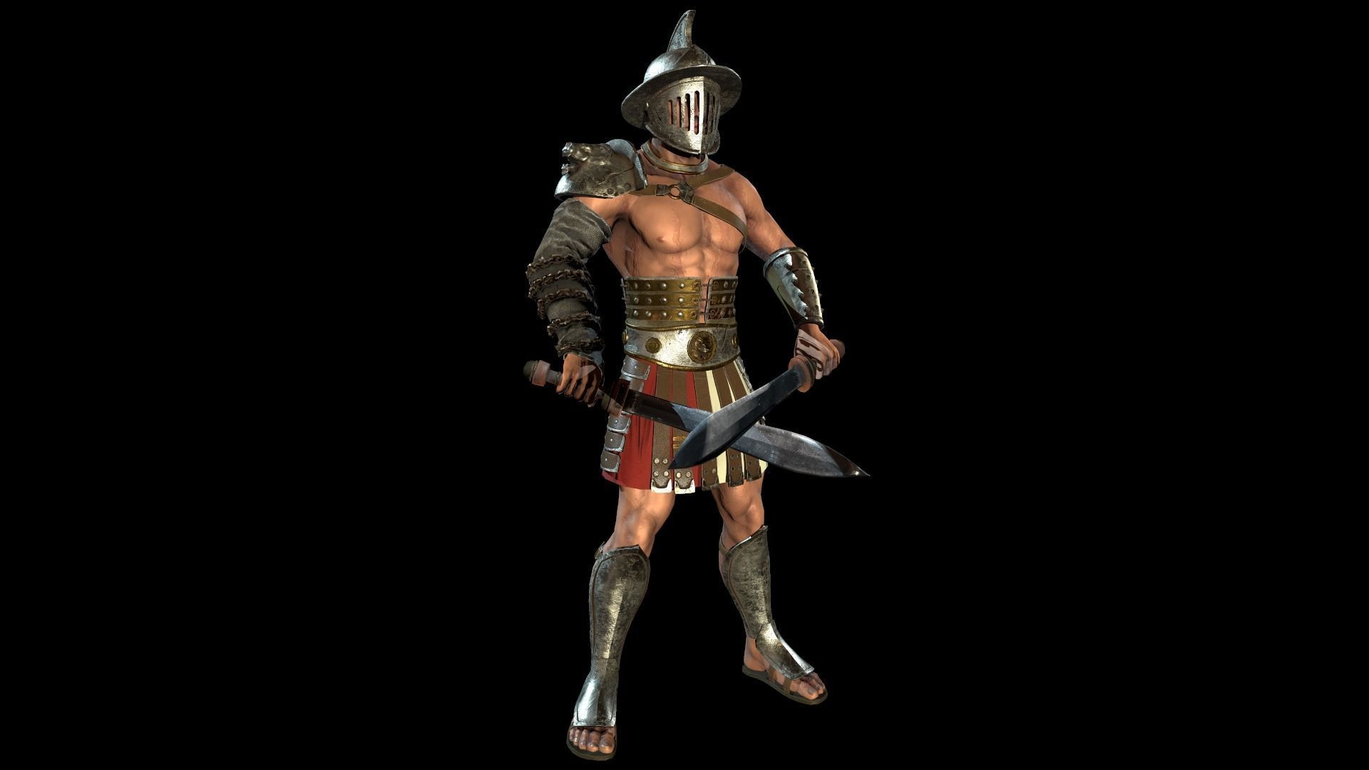 Low-poly Gladiators pack Low-poly 3D model_6