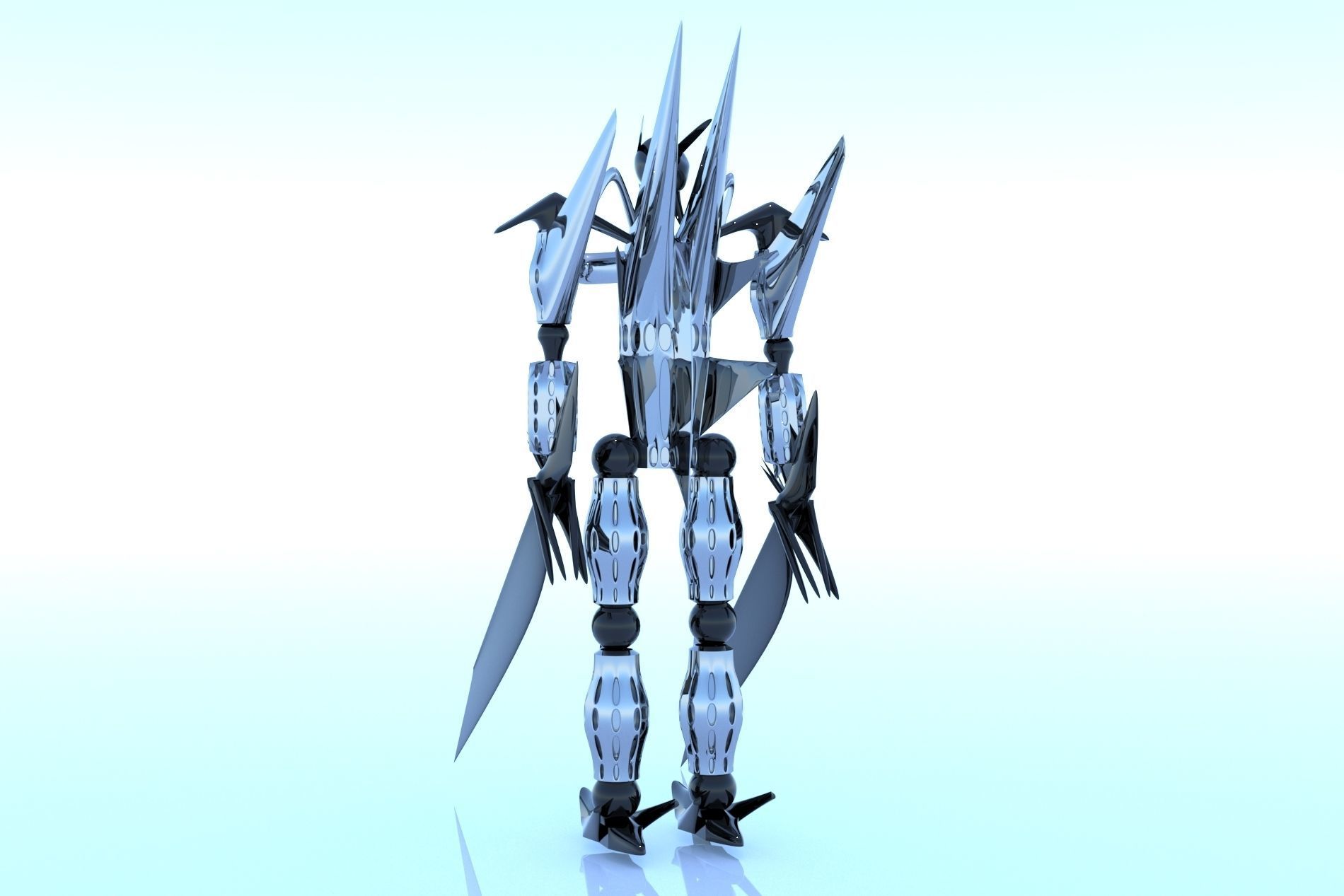 Robot Cyborg Game Caracter Sci Fi 3D model_15