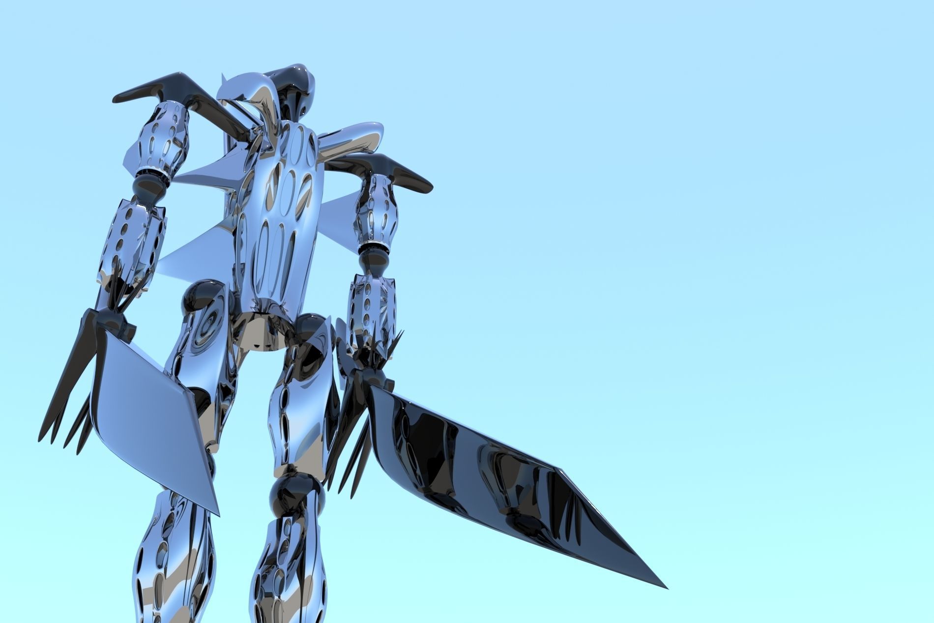 Robot Cyborg Game Caracter Sci Fi 3D model_29