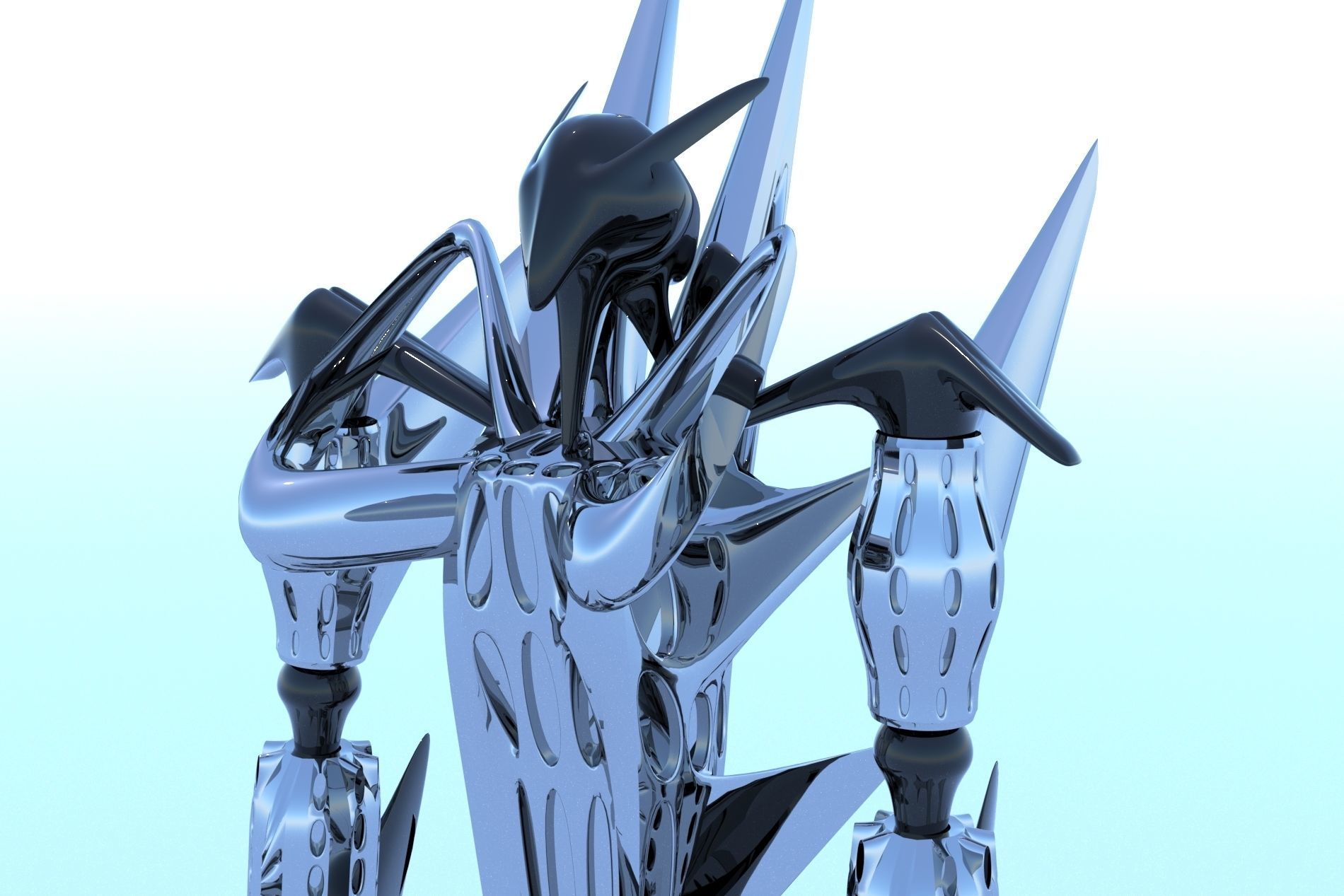 Robot Cyborg Game Caracter Sci Fi 3D model_9