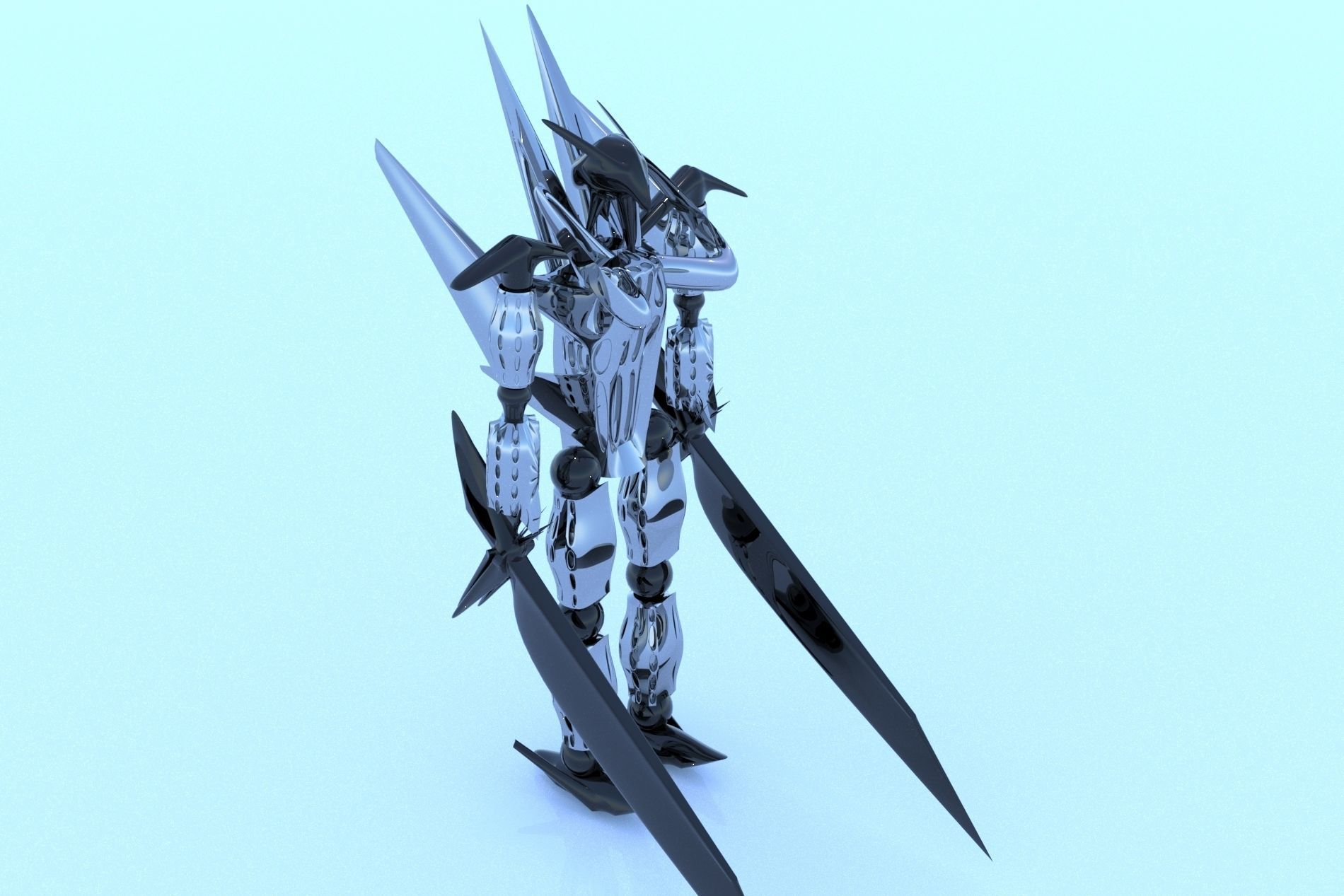 Robot Cyborg Game Caracter Sci Fi 3D model_1