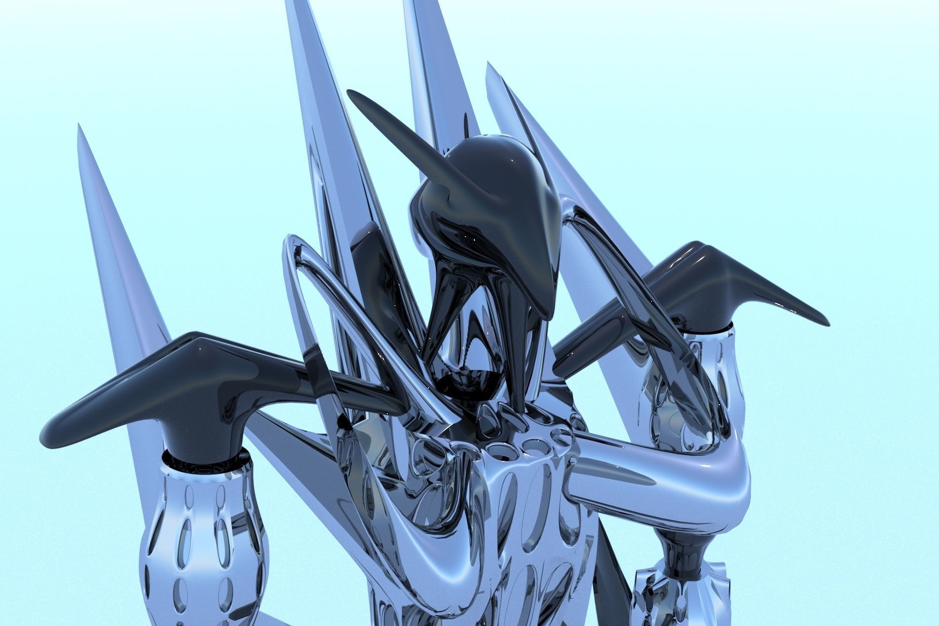 Robot Cyborg Game Caracter Sci Fi 3D model_12